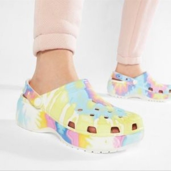 CROCS | Shoes | Crocs Womens Classic Platform Tie Dye Clogs Pink Blue Size  8 | Poshmark